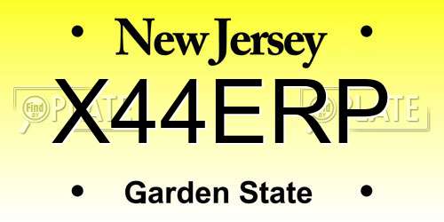 X44ERP New Jersey License Plate