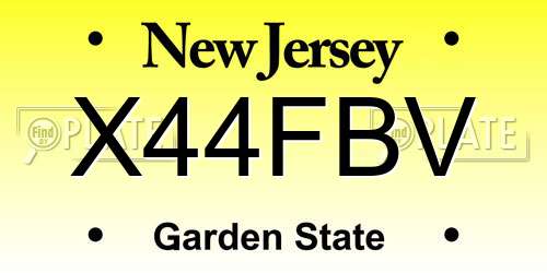 X44FBV New Jersey License Plate