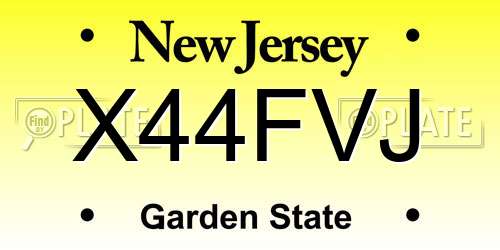 X44FVJ New Jersey License Plate