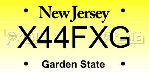 X44FXG New Jersey License Plate