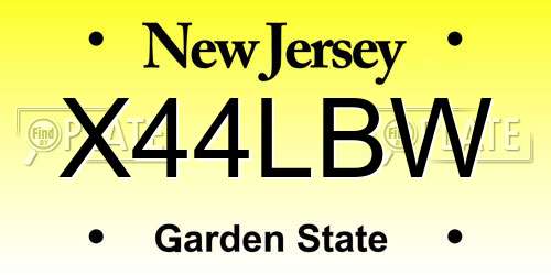 X44LBW New Jersey License Plate