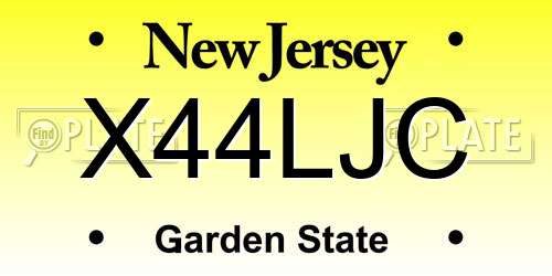 X44LJC New Jersey License Plate