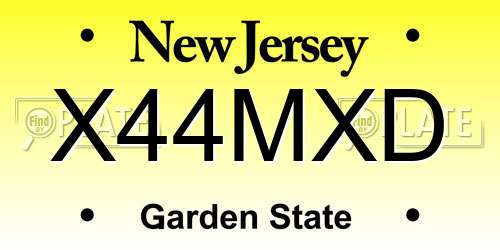 X44MXD New Jersey License Plate