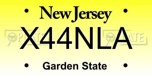 X44NLA New Jersey License Plate