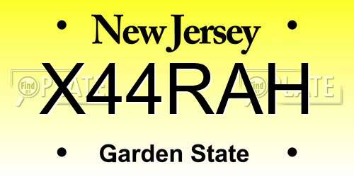 X44RAH New Jersey License Plate