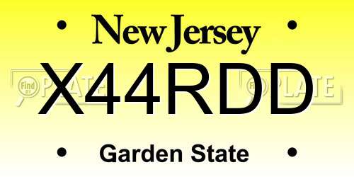 X44RDD New Jersey License Plate
