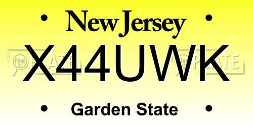 X44UWK New Jersey License Plate