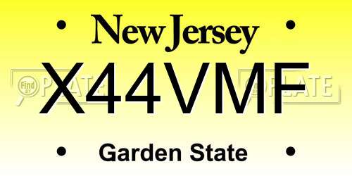X44VMF New Jersey License Plate
