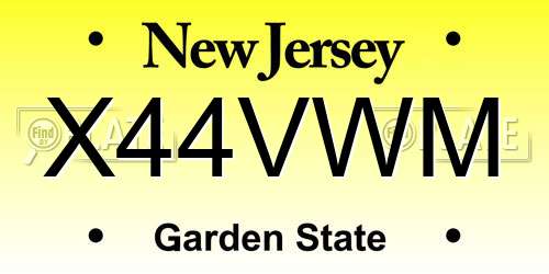 X44VWM New Jersey License Plate