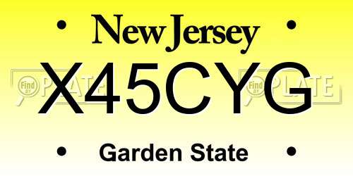 X45CYG New Jersey License Plate