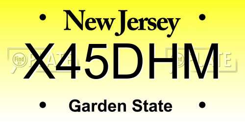 X45DHM New Jersey License Plate