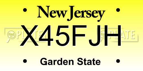 X45FJH New Jersey License Plate