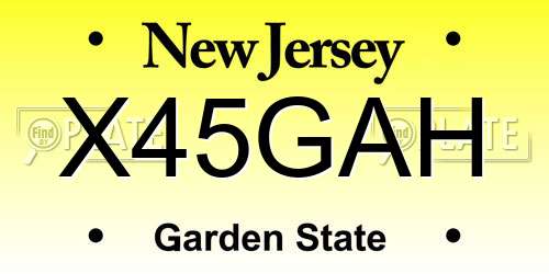 X45GAH New Jersey License Plate