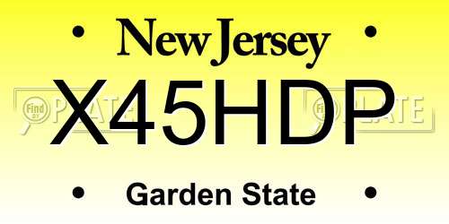 X45HDP New Jersey License Plate