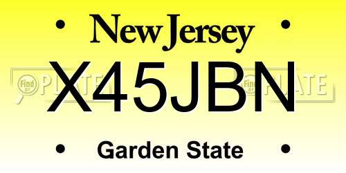 X45JBN New Jersey License Plate