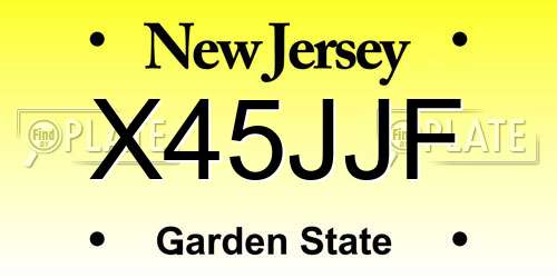 X45JJF New Jersey License Plate