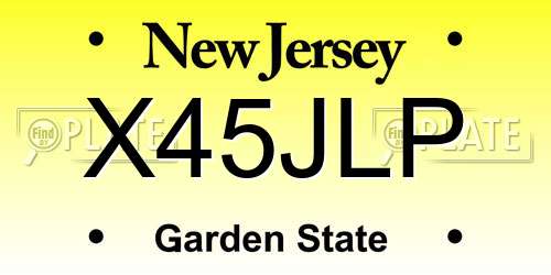 X45JLP New Jersey License Plate