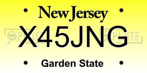 X45JNG New Jersey License Plate