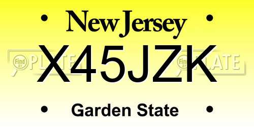 X45JZK New Jersey License Plate