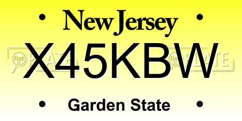 X45KBW New Jersey License Plate