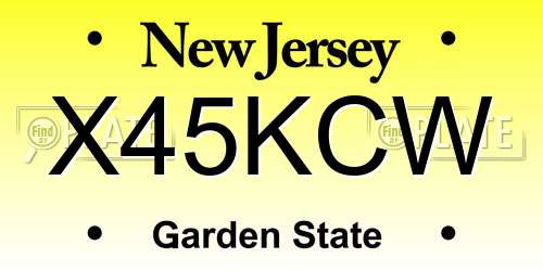 X45KCW New Jersey License Plate