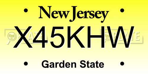 X45KHW New Jersey License Plate