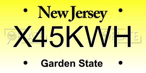X45KWH New Jersey License Plate