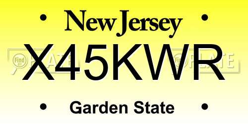 X45KWR New Jersey License Plate