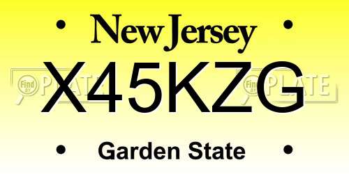 X45KZG New Jersey License Plate