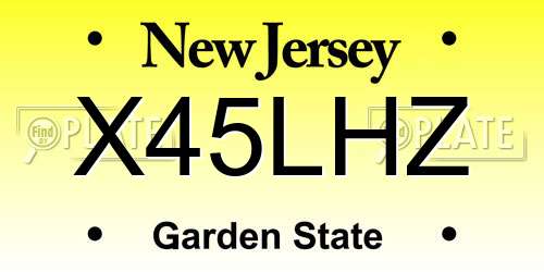 X45LHZ New Jersey License Plate