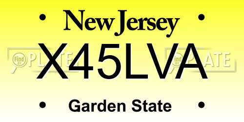 X45LVA New Jersey License Plate
