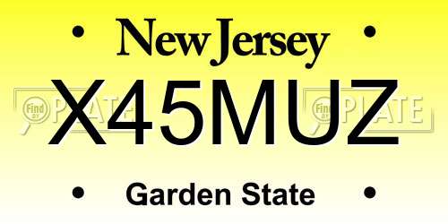 X45MUZ New Jersey License Plate