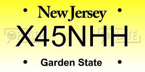 X45NHH New Jersey License Plate