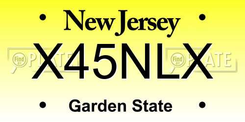 X45NLX New Jersey License Plate