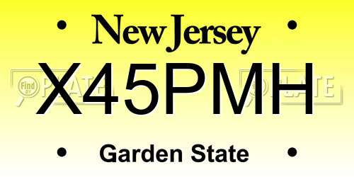 X45PMH New Jersey License Plate
