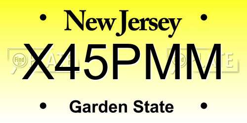 X45PMM New Jersey License Plate