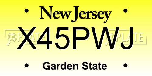 X45PWJ New Jersey License Plate