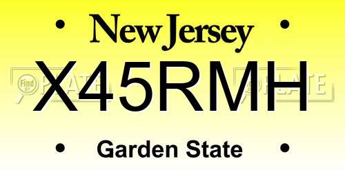 X45RMH New Jersey License Plate