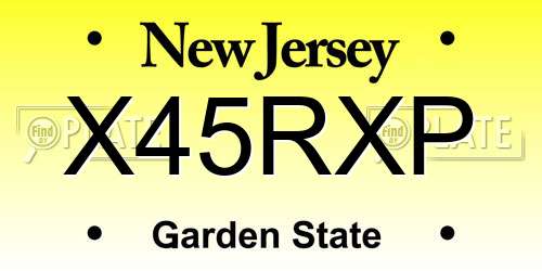 X45RXP New Jersey License Plate