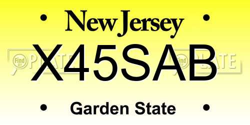 X45SAB New Jersey License Plate