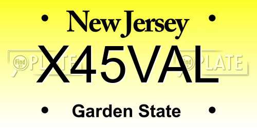 X45VAL New Jersey License Plate