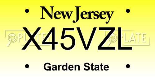 X45VZL New Jersey License Plate