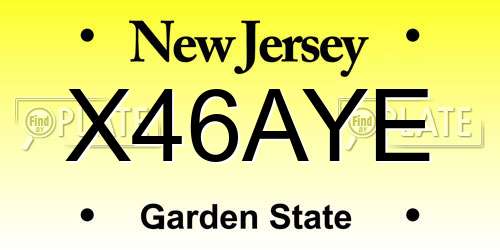 X46AYE New Jersey License Plate