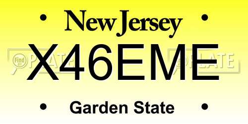 X46EME New Jersey License Plate