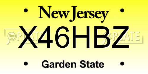 X46HBZ New Jersey License Plate