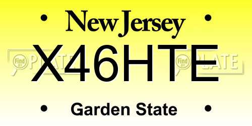 X46HTE New Jersey License Plate