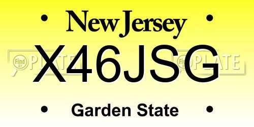 X46JSG New Jersey License Plate