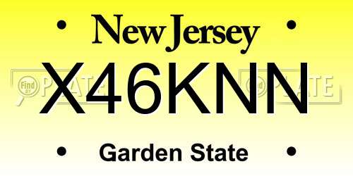 X46KNN New Jersey License Plate