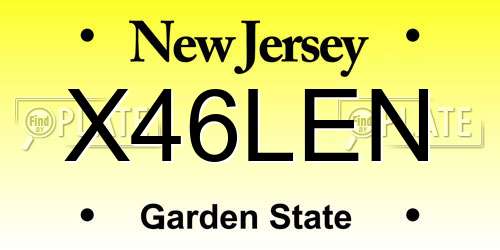 X46LEN New Jersey License Plate