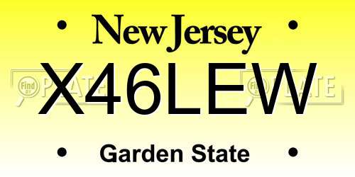 X46LEW New Jersey License Plate